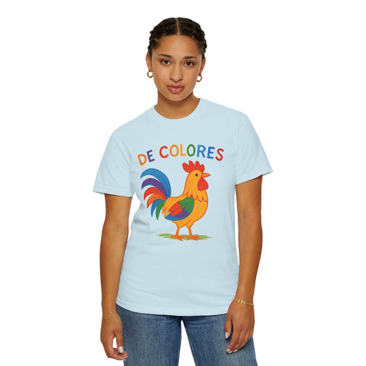 De Colores Comfort Colors Rooster T-shirt, Colorful Unisex Tee, Vibrant Rooster Shirt, Rainbow Chicken Top, Chicken Lover Gift