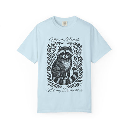 Woodcut Raccoon Illustration T-Shirt | Forest Animal Tee, Wildlife lover Comfort Colors T-shirt, Not my Trash Funny shirt