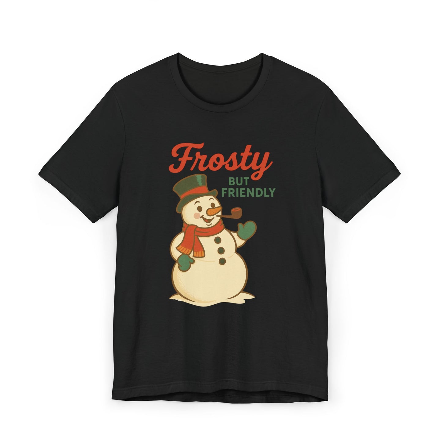Frosty but Friendly T-Shirt, Holiday Apparel, Christmas Gift, Unisex Tee, Winter Fashion, Fun Snowman Shirt