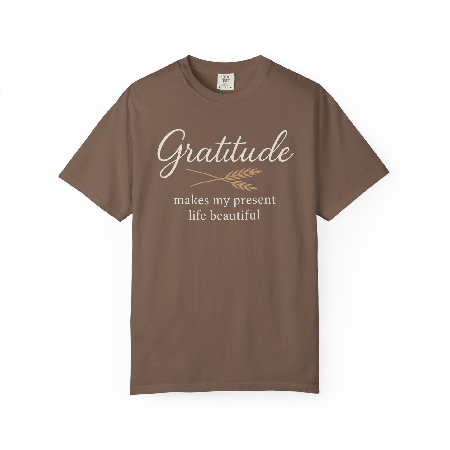 Gratitude script quote T-Shirt | Gratitude makes my present life beautiful, Comfort Colors