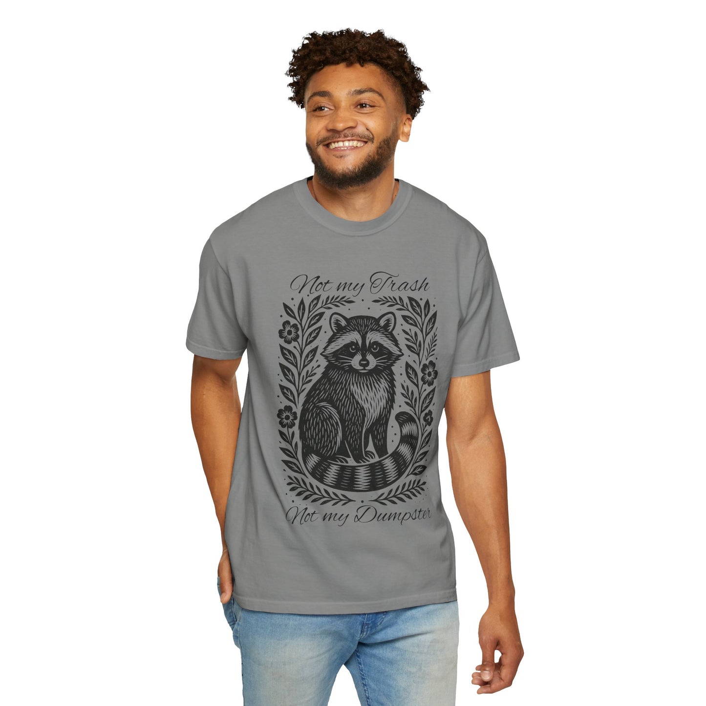 Woodcut Raccoon Illustration T-Shirt | Forest Animal Tee, Wildlife lover Comfort Colors T-shirt, Not my Trash Funny shirt