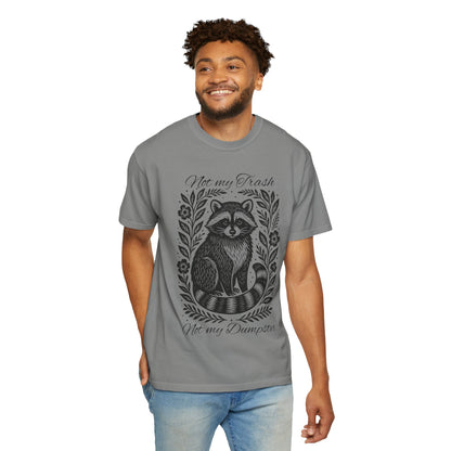 Woodcut Raccoon Illustration T-Shirt | Forest Animal Tee, Wildlife lover Comfort Colors T-shirt, Not my Trash Funny shirt