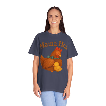 Mama Hen Comfort Colors T-Shirt, Chicken Lover Farm Tee - Unisex Garment-Dyed Shirt, Graphic Hen Tee, Funny Animal Tee, Farm Life Shirt,