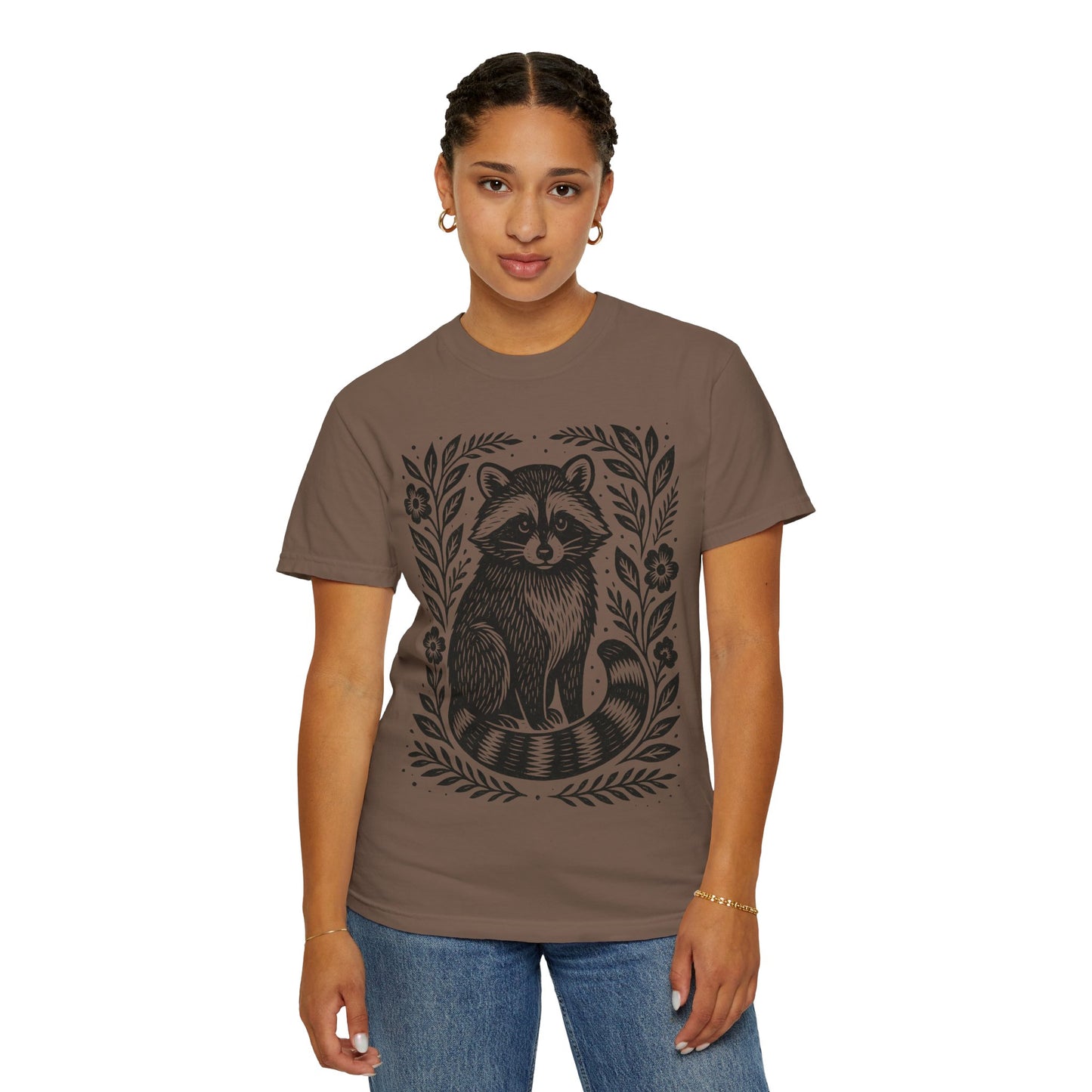 Woodcut Raccoon Illustration T-Shirt | Forest Animal Tee Wildlife lover Comfort Colors T-shirt