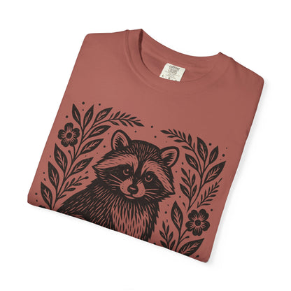 Woodcut Raccoon Illustration T-Shirt | Forest Animal Tee Wildlife lover Comfort Colors T-shirt