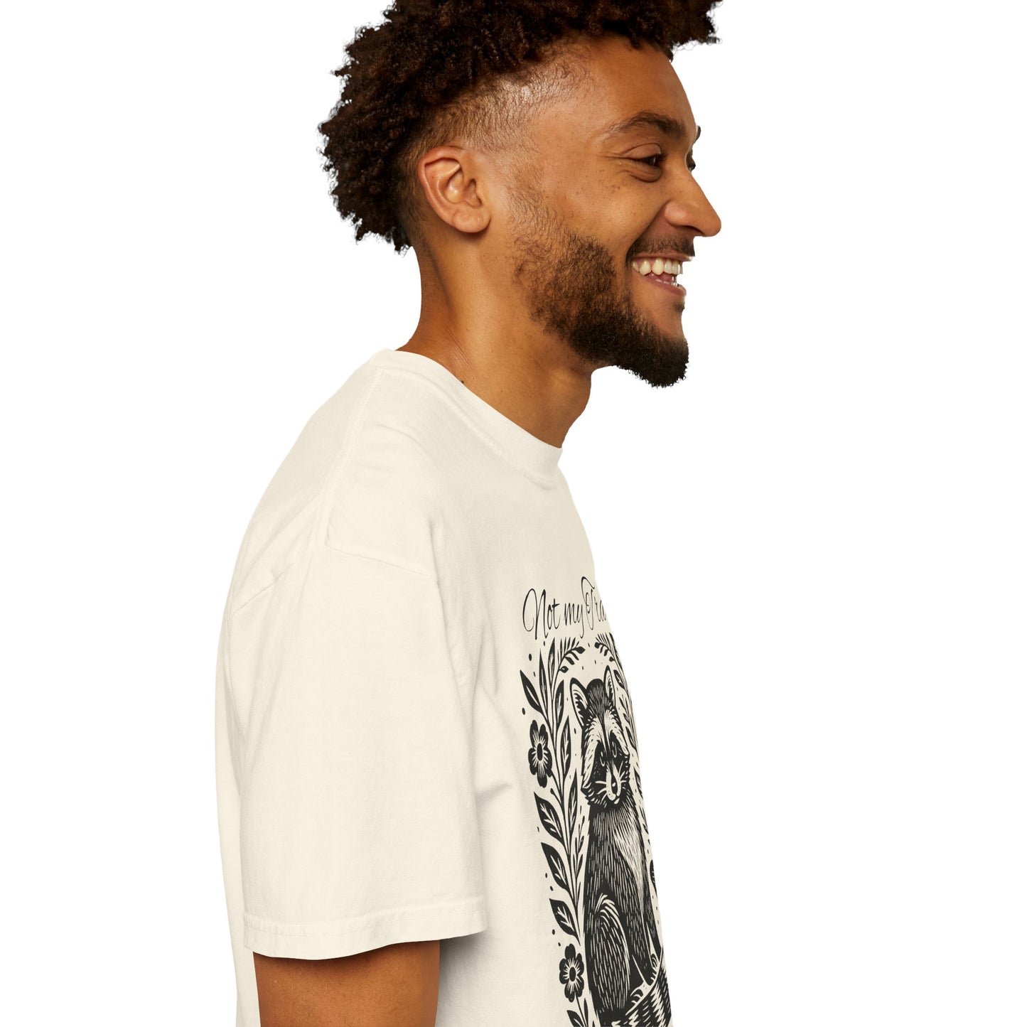 Woodcut Raccoon Illustration T-Shirt | Forest Animal Tee, Wildlife lover Comfort Colors T-shirt, Not my Trash Funny shirt