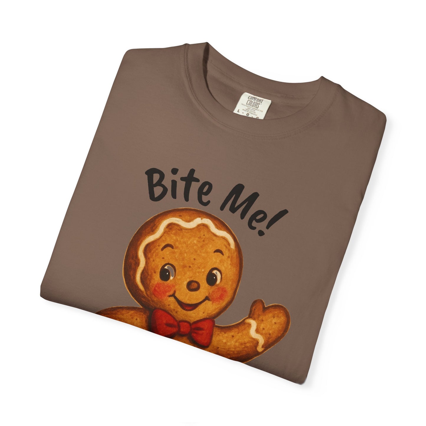 Cute Gingerbread Cookie T-Shirt | Retro Holiday Baking Graphic, Comfort Colors, Bite Me