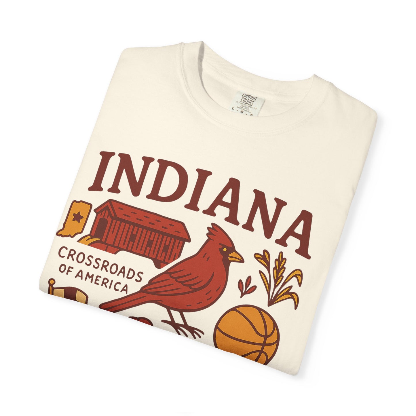 Indiana state symbols Cardinal & Hoosier Icons T-Shirt | Crossroads of America design Comfort Colors