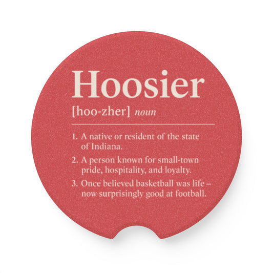 Hoosier Definition Soapstone Car Coaster | Indiana Pride car coaster