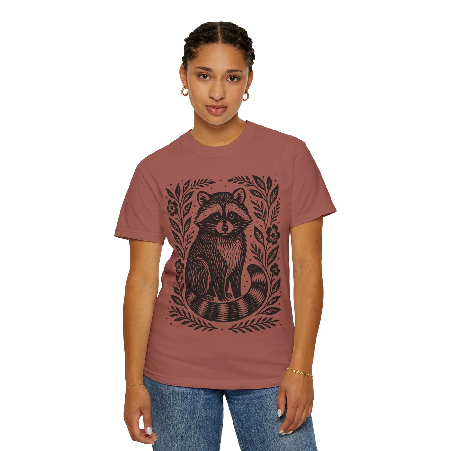 Woodcut Raccoon Illustration T-Shirt | Forest Animal Tee Wildlife lover Comfort Colors T-shirt
