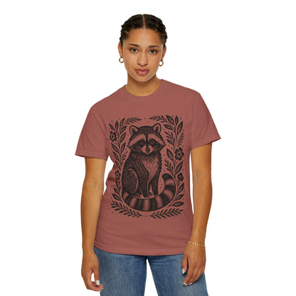 Woodcut Raccoon Illustration T-Shirt | Forest Animal Tee Wildlife lover Comfort Colors T-shirt