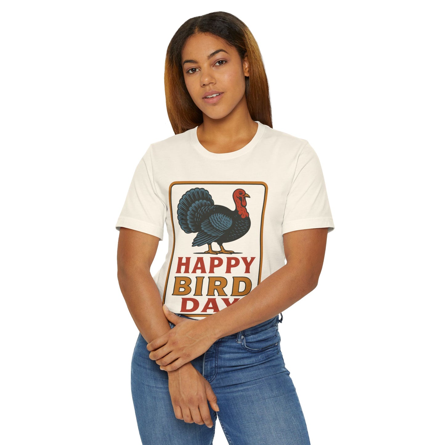 Happy Bird Day Turkey T-Shirt | Thanksgiving Turkey Graphic Tee