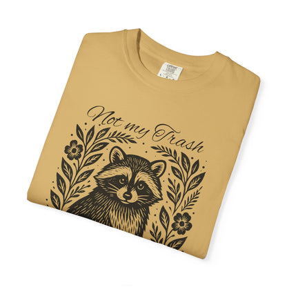 Woodcut Raccoon Illustration T-Shirt | Forest Animal Tee, Wildlife lover Comfort Colors T-shirt, Not my Trash Funny shirt