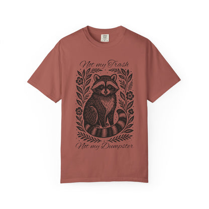 Woodcut Raccoon Illustration T-Shirt | Forest Animal Tee, Wildlife lover Comfort Colors T-shirt, Not my Trash Funny shirt