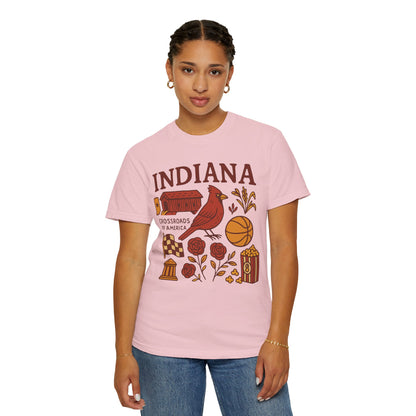 Indiana state symbols Cardinal & Hoosier Icons T-Shirt | Crossroads of America design Comfort Colors