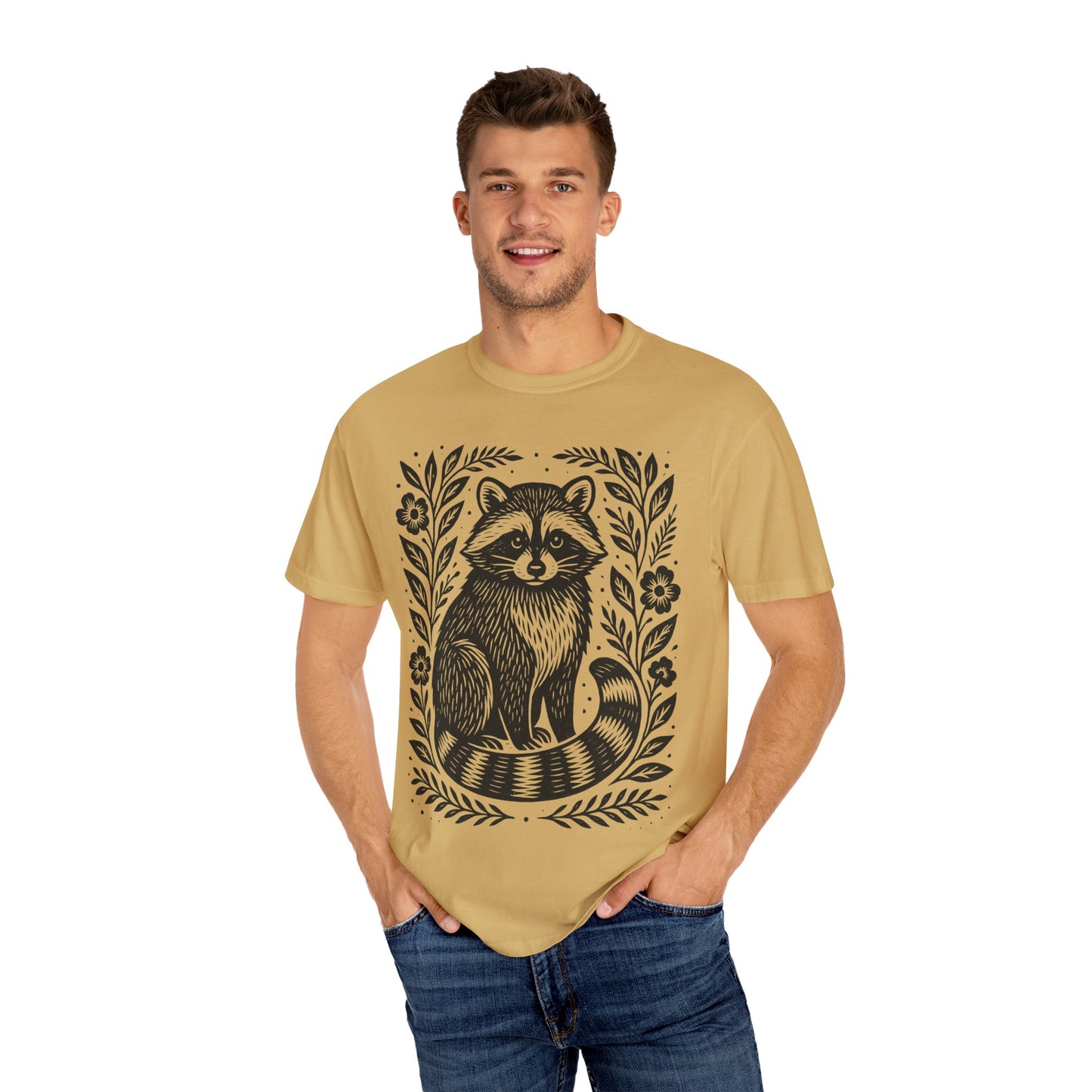 Woodcut Raccoon Illustration T-Shirt | Forest Animal Tee Wildlife lover Comfort Colors T-shirt