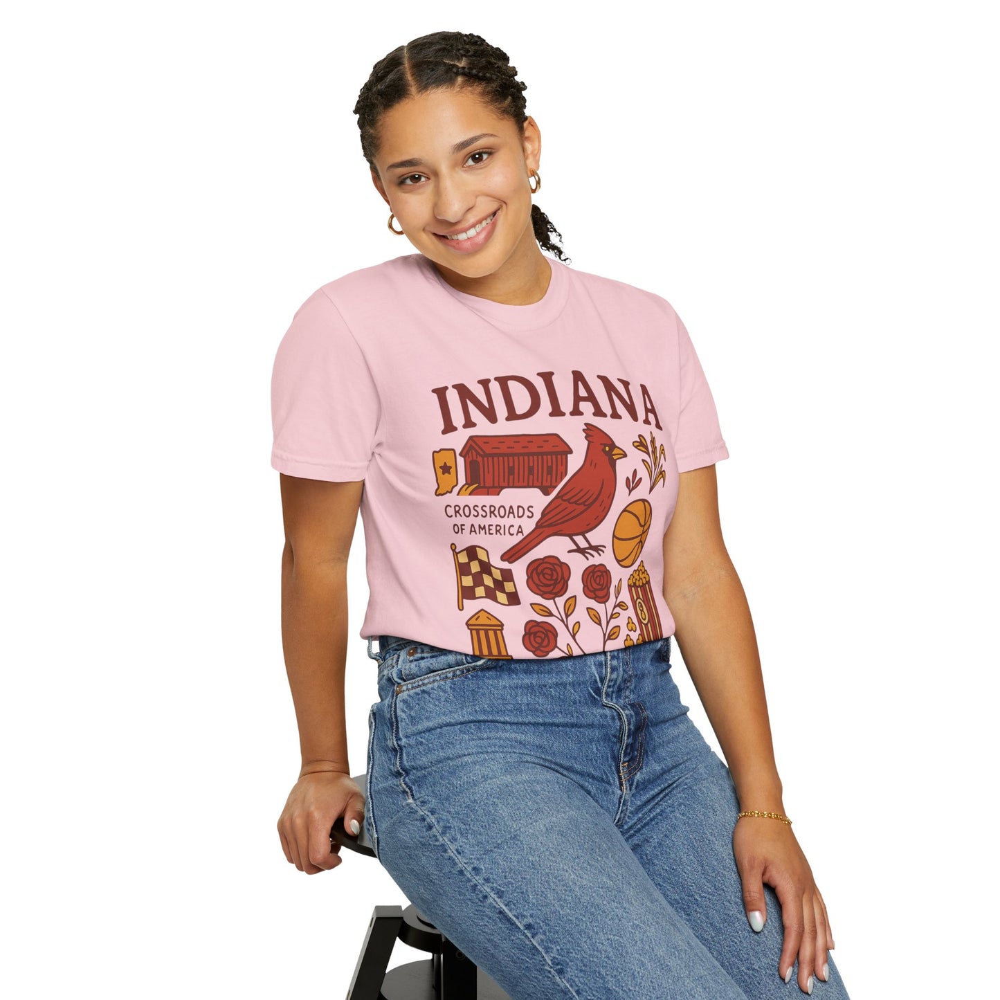 Indiana state symbols Cardinal & Hoosier Icons T-Shirt | Crossroads of America design Comfort Colors
