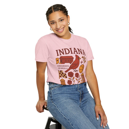 Indiana state symbols Cardinal & Hoosier Icons T-Shirt | Crossroads of America design Comfort Colors