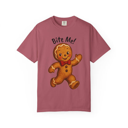 Cute Gingerbread Cookie T-Shirt | Retro Holiday Baking Graphic, Comfort Colors, Bite Me