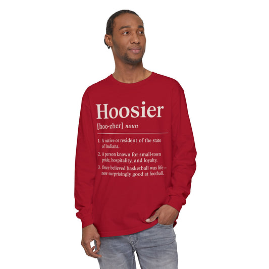Hoosier Definition Comfort Colors Long Sleeve T-Shirt - Indiana Lover Gift, Vintage Graphic Tee, Retro Apparel, State Pride Clothing, Soft