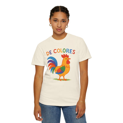 De Colores Comfort Colors Rooster T-shirt, Colorful Unisex Tee, Vibrant Rooster Shirt, Rainbow Chicken Top, Chicken Lover Gift