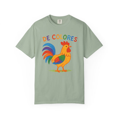 De Colores Comfort Colors Rooster T-shirt, Colorful Unisex Tee, Vibrant Rooster Shirt, Rainbow Chicken Top, Chicken Lover Gift