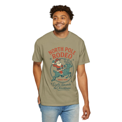 North Pole Rodeo Comfort Colors Tshirt, Christmas Unisex Tee, Holiday Graphic Shirt, Soft Cotton Top, Festive Apparel