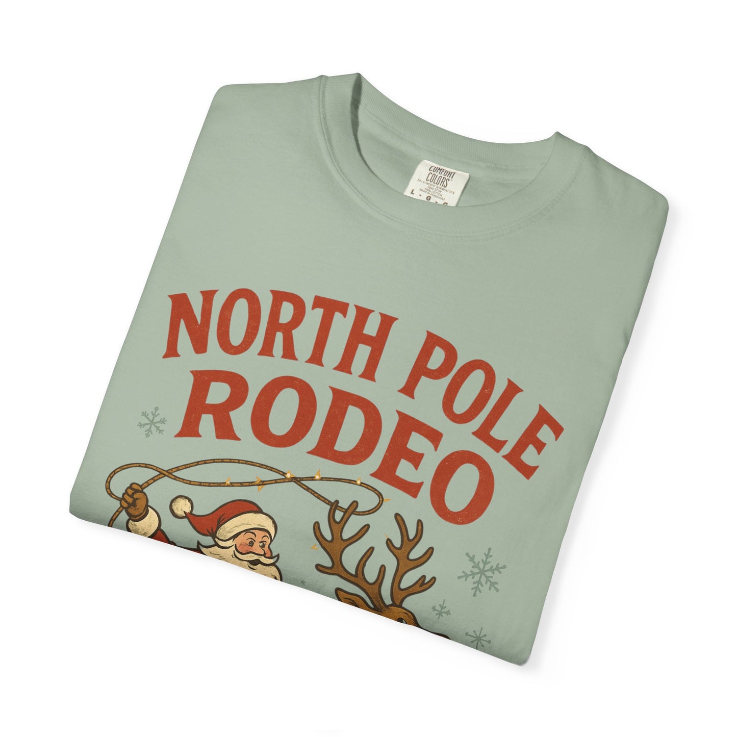 North Pole Rodeo T-shirt | Santa Riding Reindeer, Christmas Western Graphic, Comfort Colors