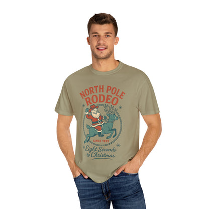 North Pole Rodeo Comfort Colors Tshirt, Christmas Unisex Tee, Holiday Graphic Shirt, Soft Cotton Top, Festive Apparel