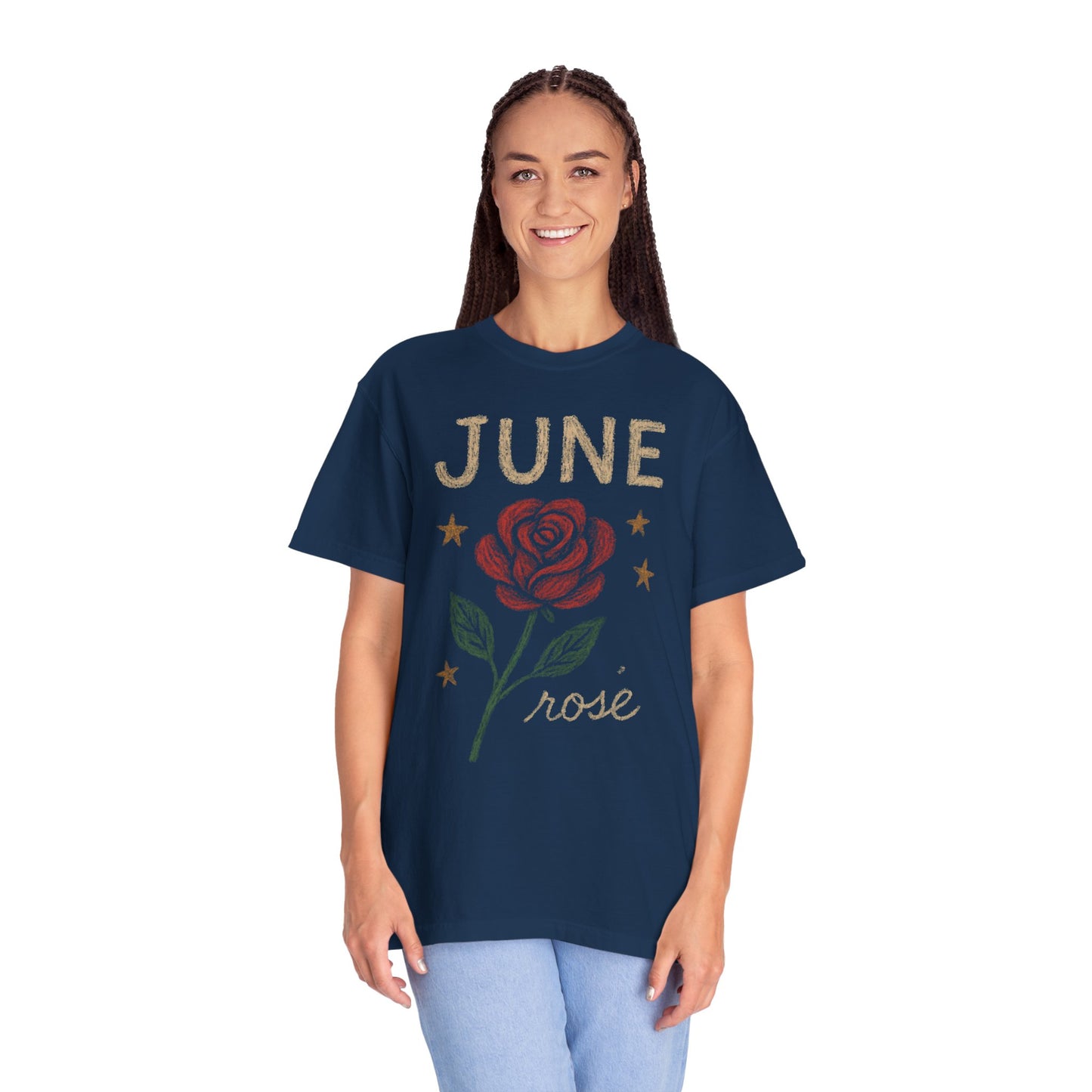 June Rose tee | Rose illustration T-Shirt, June birth month floral design Comfort Colors Tee