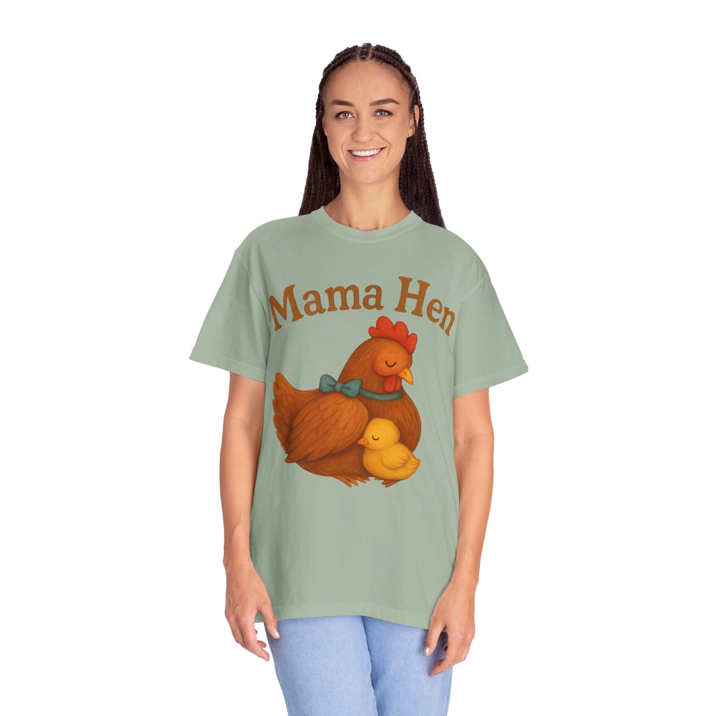 Mama Hen Comfort Colors T-Shirt, Chicken Lover Farm Tee - Unisex Garment-Dyed Shirt, Graphic Hen Tee, Funny Animal Tee, Farm Life Shirt,