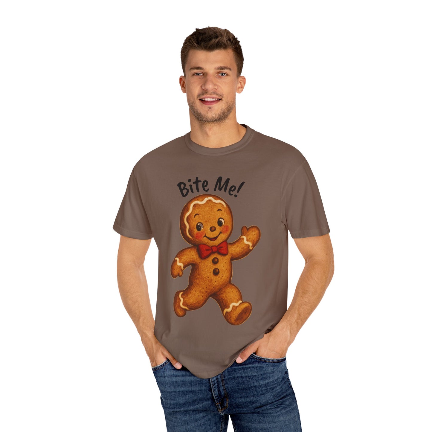 Cute Gingerbread Cookie T-Shirt | Retro Holiday Baking Graphic, Comfort Colors, Bite Me