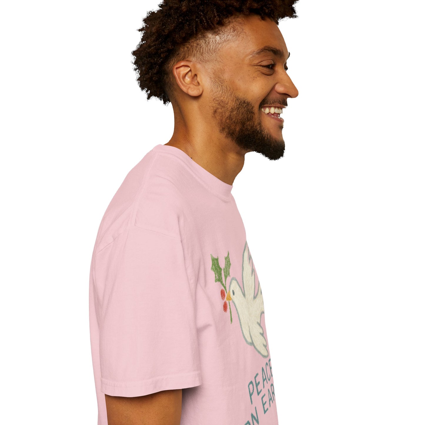 Peace on Earth Dove T-shirt | Holiday Dove with Holly Branch Comfort Colors T-Shirt