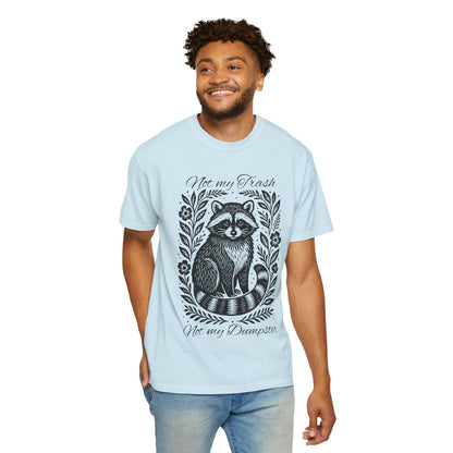 Woodcut Raccoon Illustration T-Shirt | Forest Animal Tee, Wildlife lover Comfort Colors T-shirt, Not my Trash Funny shirt
