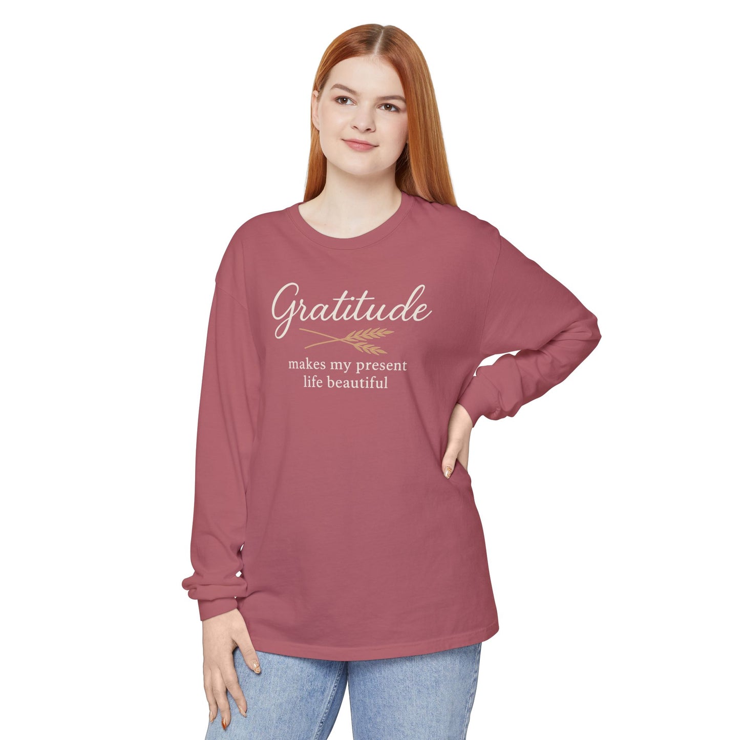 Gratitude Comfort Colors Long Sleeve T-Shirt