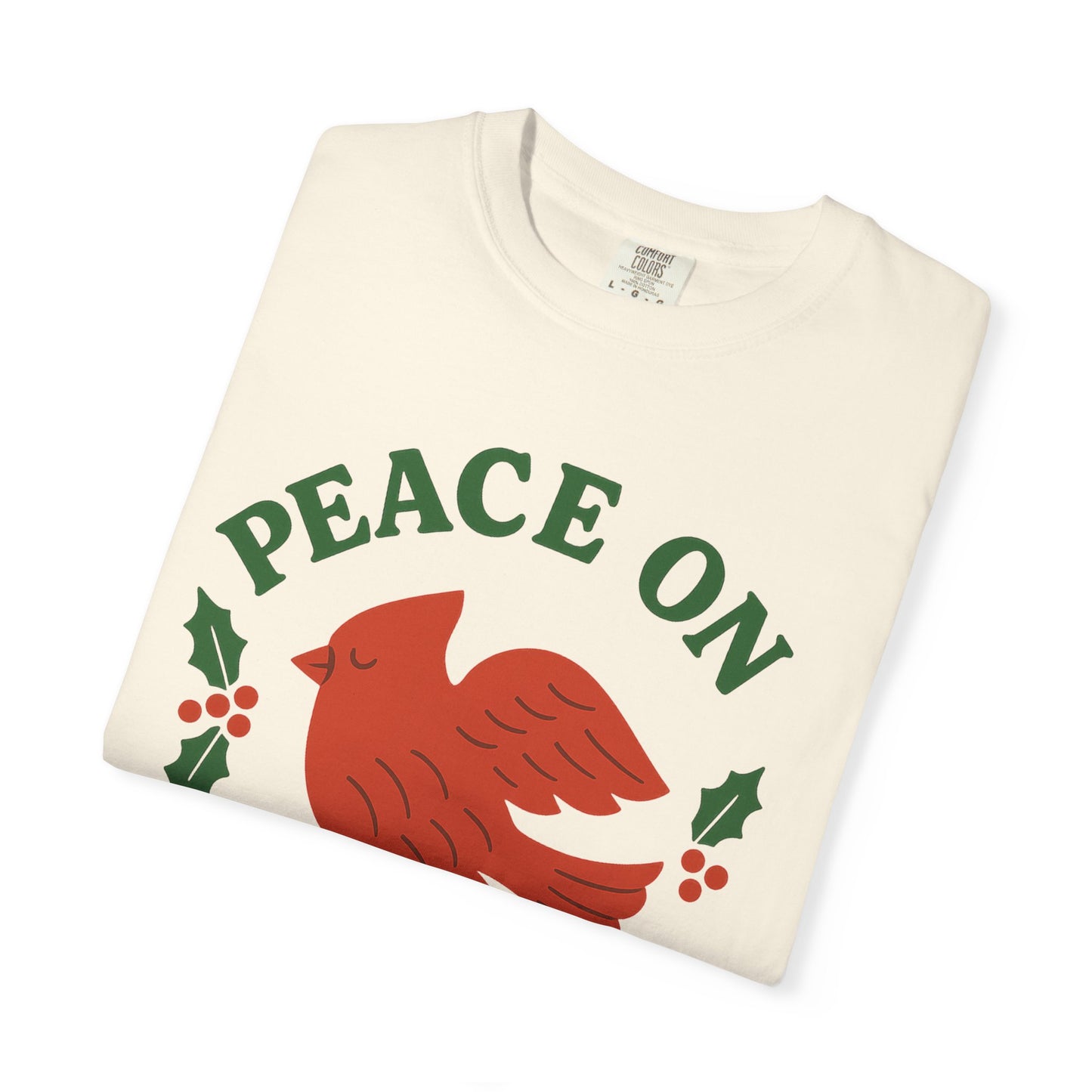 Peace On Earth Dove T-Shirt | Christmas holiday bird typography, Comfort Colors t-shirt
