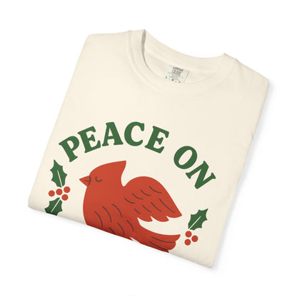 Peace On Earth Dove T-Shirt | Christmas holiday bird typography, Comfort Colors t-shirt