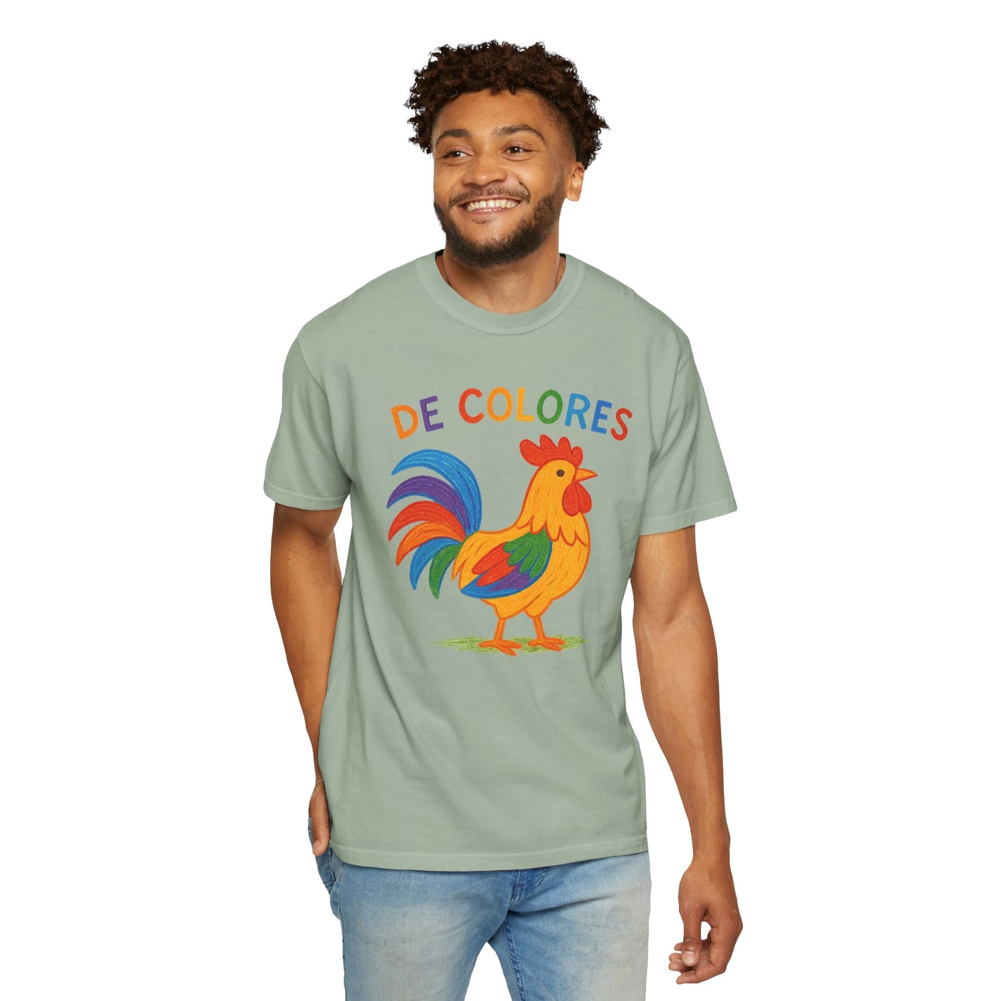 De Colores Comfort Colors Rooster T-shirt, Colorful Unisex Tee, Vibrant Rooster Shirt, Rainbow Chicken Top, Chicken Lover Gift
