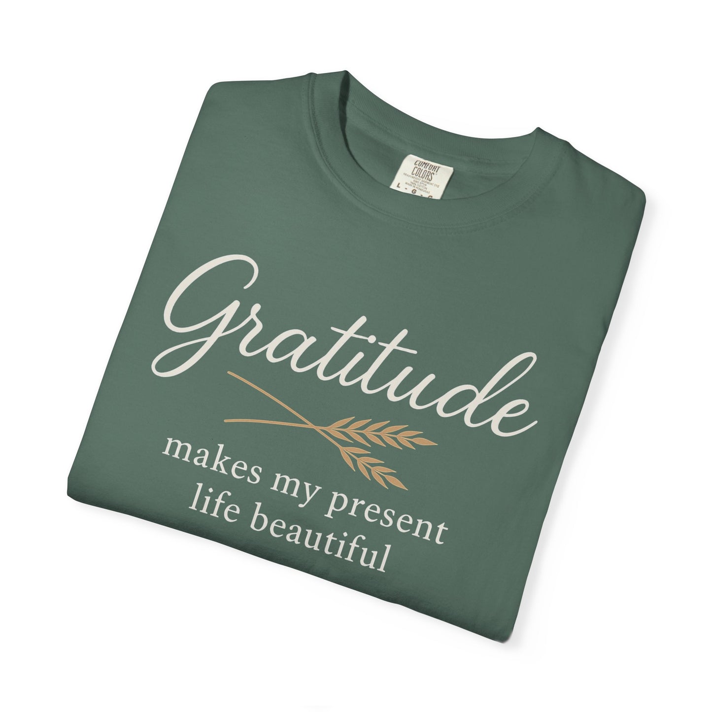 Gratitude script quote T-Shirt | Gratitude makes my present life beautiful, Comfort Colors