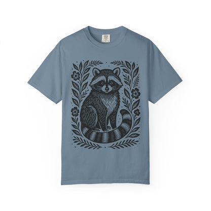 Woodcut Raccoon Illustration T-Shirt | Forest Animal Tee Wildlife lover Comfort Colors T-shirt