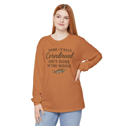 Cornbread Lovers Long Sleeve Tee, Funny Gift for Foodies, Cozy Casual Style, Perfect for Thanksgiving or BBQ, Southern humor