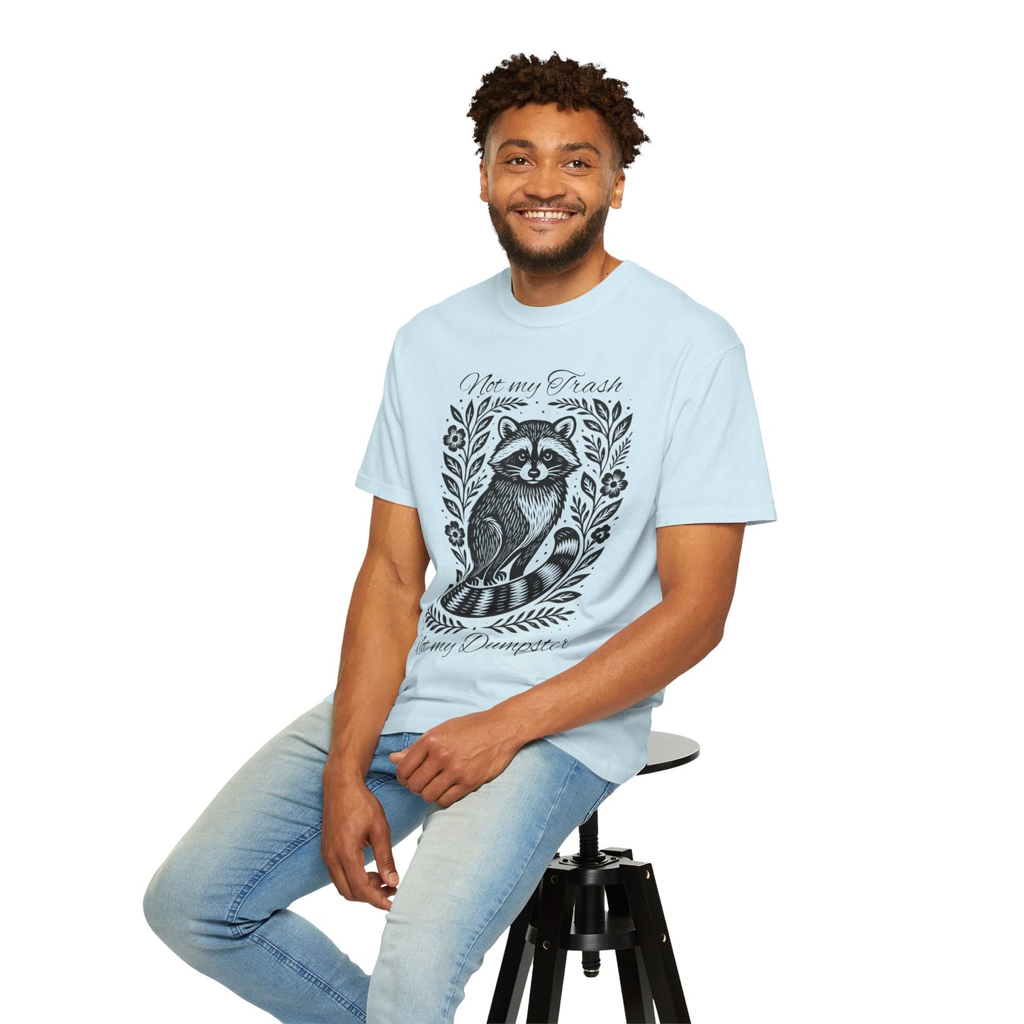 Woodcut Raccoon Illustration T-Shirt | Forest Animal Tee, Wildlife lover Comfort Colors T-shirt, Not my Trash Funny shirt
