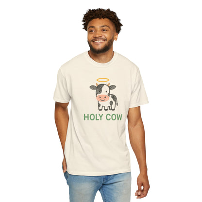 Holy Cow cartoon cow with halo T-Shirt | Cute farm animal tee Comfort Colors t-shirt