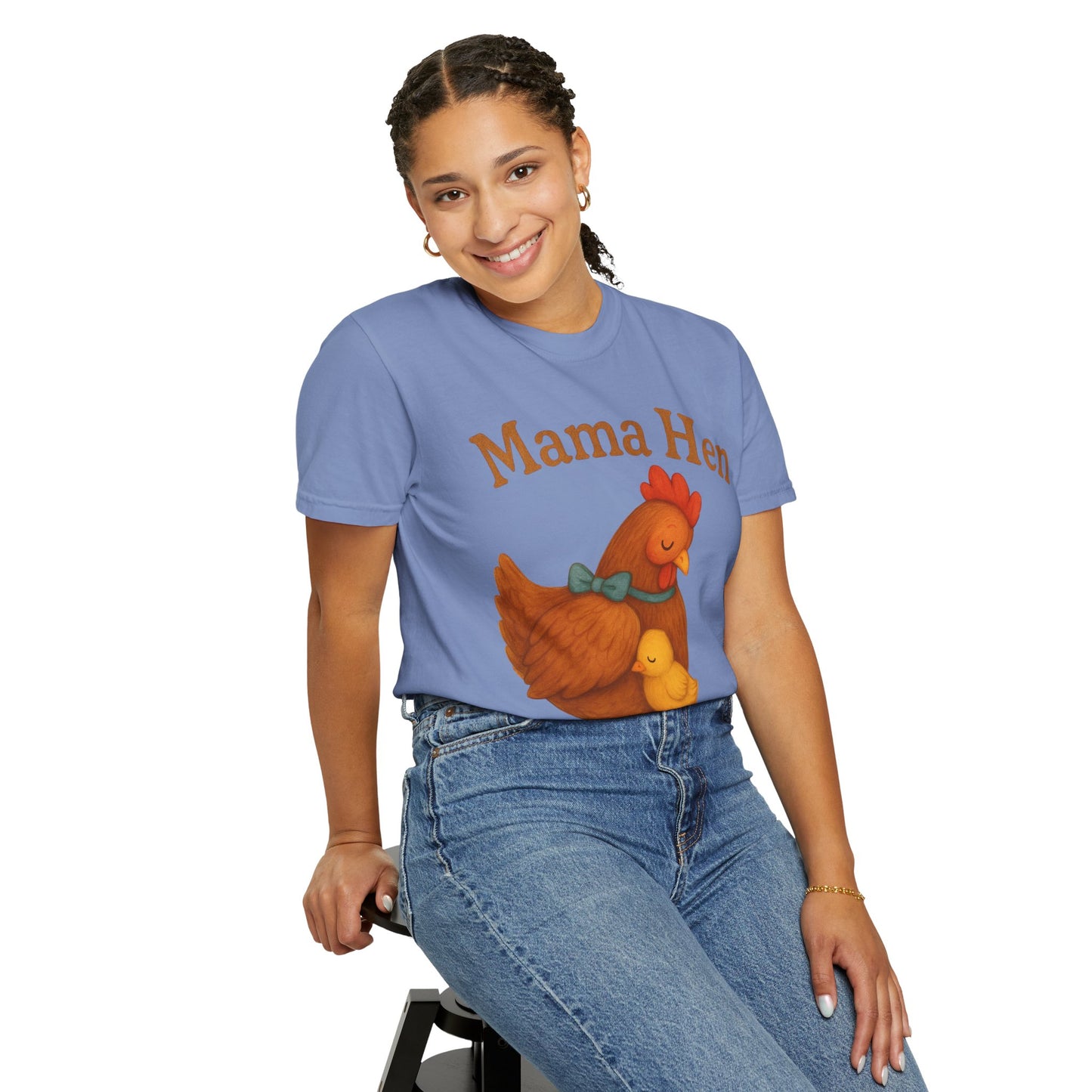 Mama Hen Comfort Colors T-Shirt, Chicken Lover Farm Tee - Unisex Garment-Dyed Shirt, Graphic Hen Tee, Funny Animal Tee, Farm Life Shirt,
