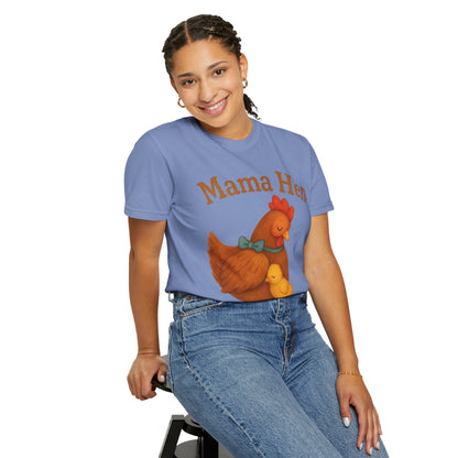Mama Hen Comfort Colors T-Shirt, Chicken Lover Farm Tee - Unisex Garment-Dyed Shirt, Graphic Hen Tee, Funny Animal Tee, Farm Life Shirt,
