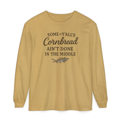 Cornbread Lovers Long Sleeve Tee, Funny Gift for Foodies, Cozy Casual Style, Perfect for Thanksgiving or BBQ, Southern humor