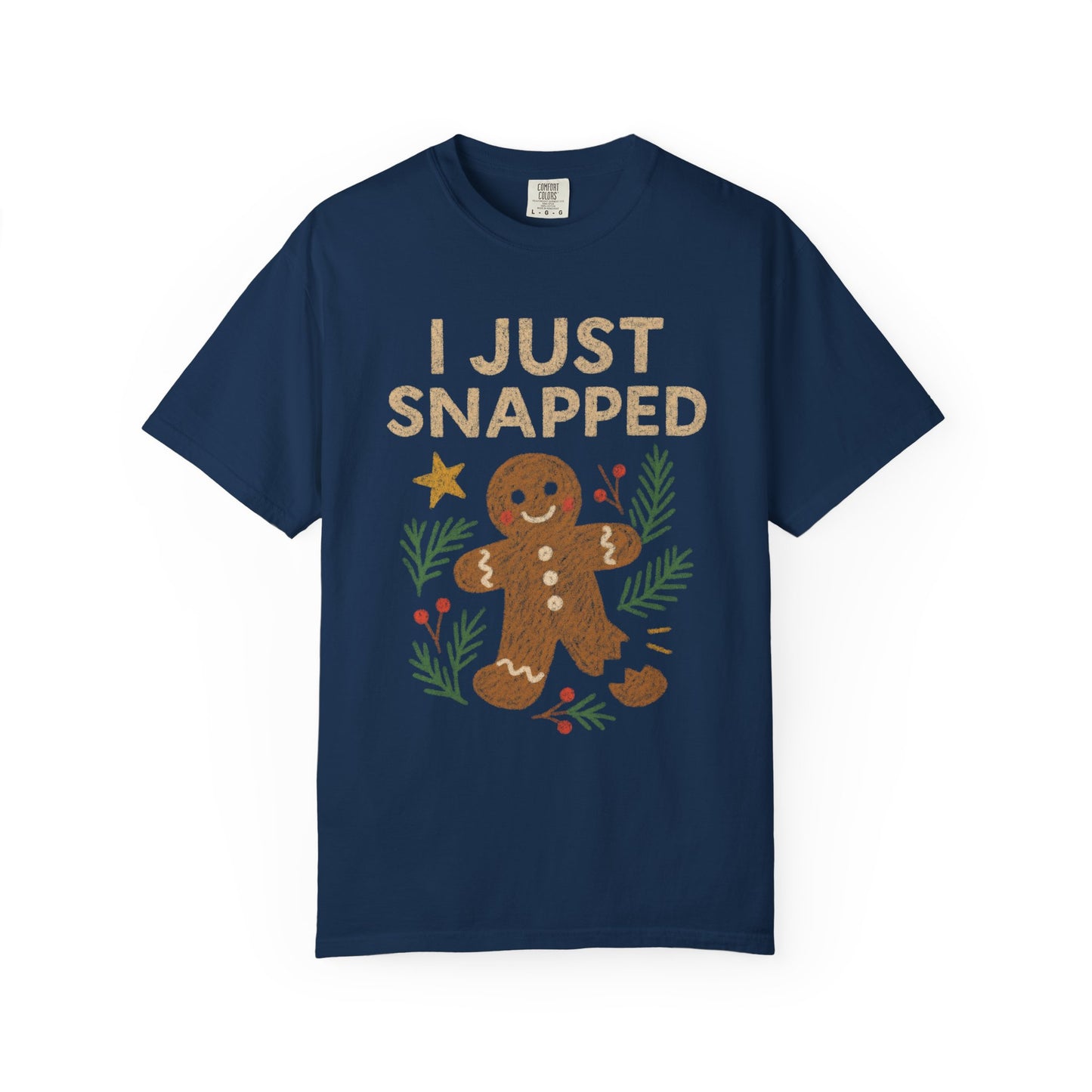 Funny Gingerbread Man Comfort Colors T-shirt, Unisex Christmas Tee, Holiday Shirt, Festive Apparel, Gift for Gingerbread Lover, Snapped