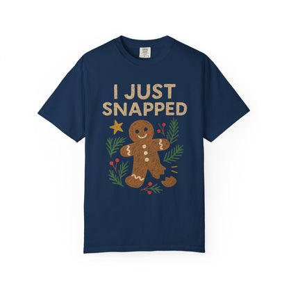 Funny Gingerbread Man Comfort Colors T-shirt, Unisex Christmas Tee, Holiday Shirt, Festive Apparel, Gift for Gingerbread Lover, Snapped