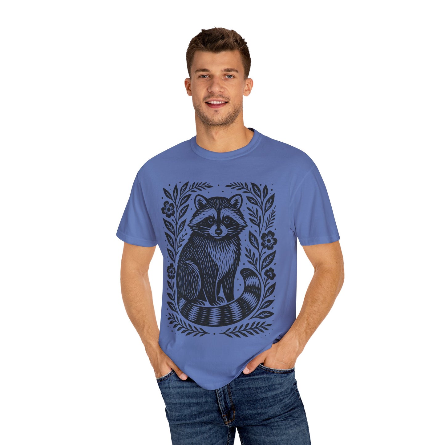 Woodcut Raccoon Illustration T-Shirt | Forest Animal Tee Wildlife lover Comfort Colors T-shirt