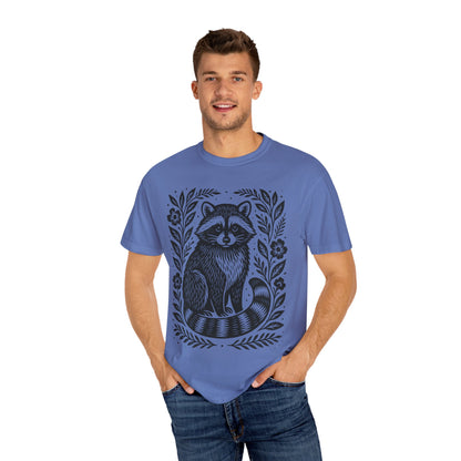 Woodcut Raccoon Illustration T-Shirt | Forest Animal Tee Wildlife lover Comfort Colors T-shirt